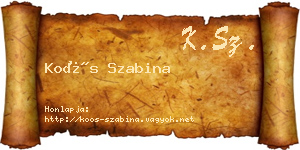 Koós Szabina névjegykártya